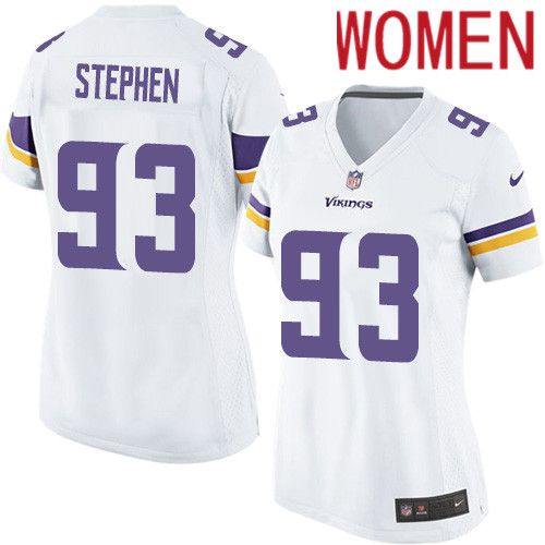 Women Minnesota Vikings #93 Shamar Stephen Nike White Game NFL Jersey